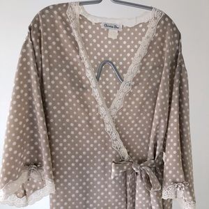 Dior Tan and White Elegant Sleepwear Robe